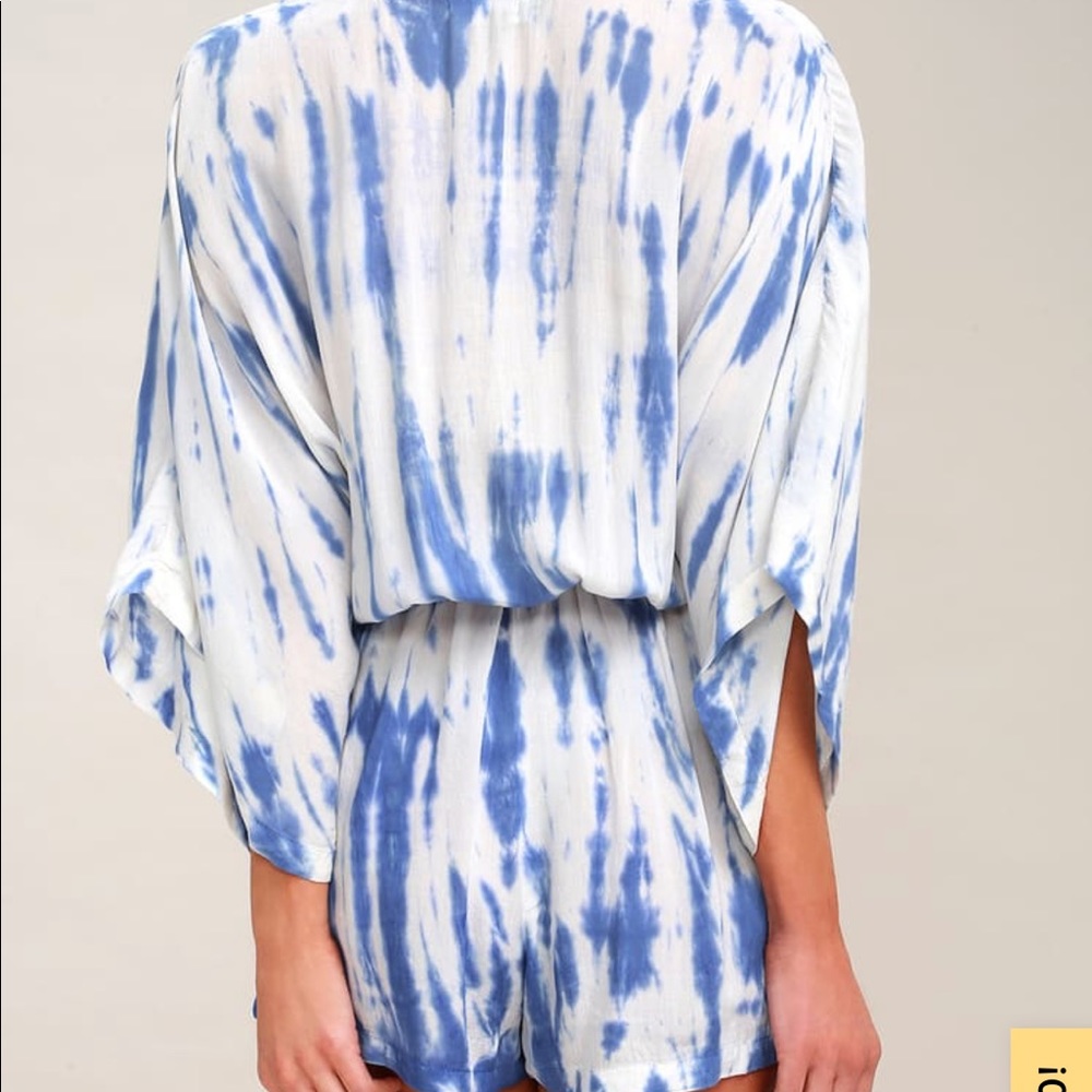 ❌Sold❌ Lulu’s Seaside Gal Blue Tie Dye Romper - Picture 5 of 14